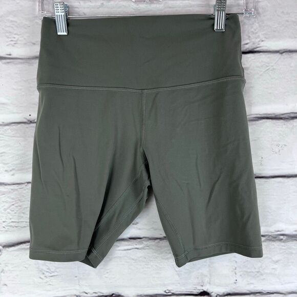 Lululemon High Rise Biker Shorts 8” Olive Green Size 8 - Picture 2 of 4